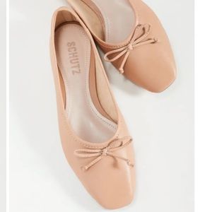 Schutz Arissa Square Toe Leather Ballet Flats